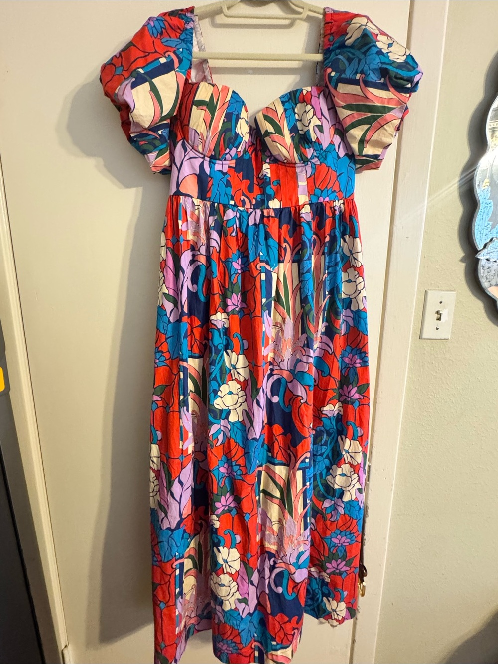 Tuckernuck Floral Puff Sleeve Midi Dress - Multi - Picture 1 of 6
